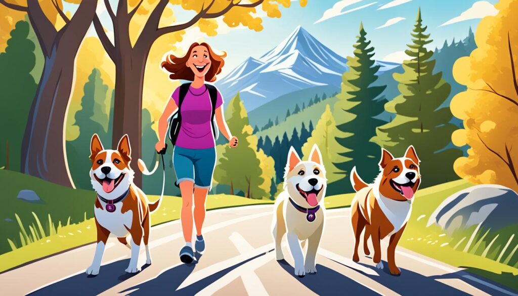 walking with dogs